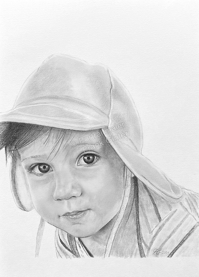 Bleistiftzeichnungen Kinderportraits Mädchen vom Foto gezeichnet